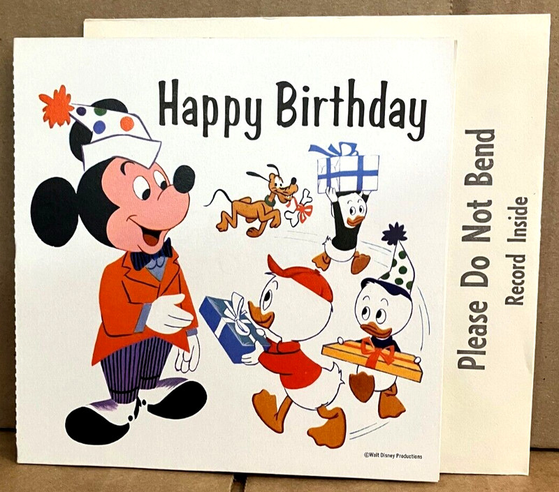 UNIQUE - Unused 1960's "Disneyland" Park Souvenir - Happy Birthday Card/Record