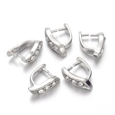 10x Nickel Free Platinum Color Ice Pick Pinch Brass Bails with Rhinestone 4x12mm