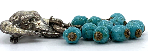 Alexander Korda Brooch Pin Jungle Book" Elephant Head with Beads 3" - Picture 4 of 9