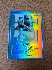 CHASE PETTY 2020 LEAF PERFECT GAME METAL LT. BLUE AUTOGRAPHED ROOKIE CARD.#1/2.