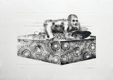 Bruno CARUSO "Uomo sul divano"  1968 acquaforte originale firmata numerata 1/80