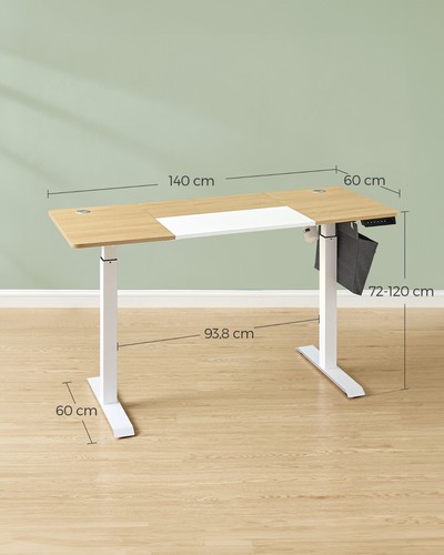 Höhenverstellbarer Schreibtisch Bürotisch Tischgestell elektrisch 72-120 cm - Bild 36 von 37