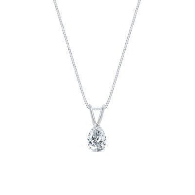 1/2 kt im Labor hergestellter gewachsener Diamant-Anhänger Halskette im Birnenschliff 14 K Weißgold E/VVS