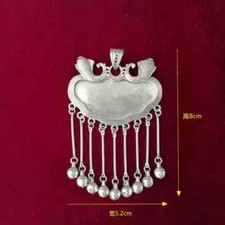 Chinese pure Handmade Miao silver bell tassels DIY embed inlaid necklace pendant
