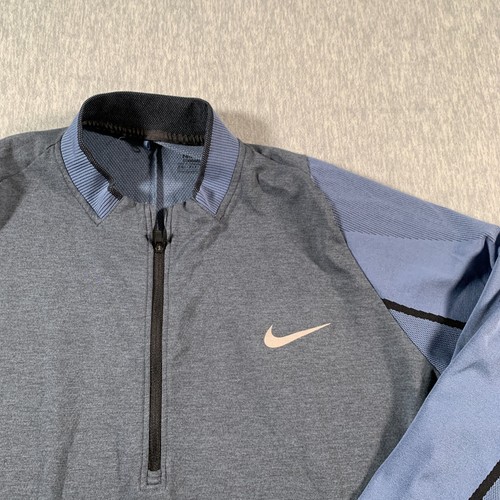 Suéter Nike Para Hombres XL Azul Dos Tonos Cuello Hoja 1/4 Cremallera Pullover Drifit - Imagen 5 de 11
