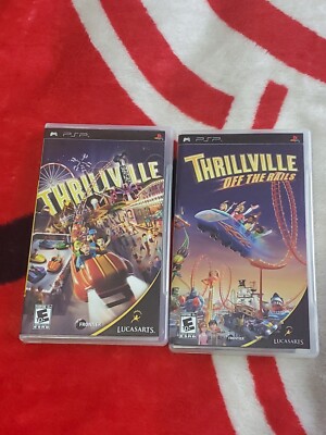 Thrillville +  Off The Rails Sony PSP Playstation Complete w/ Manuals VG SHAPE 