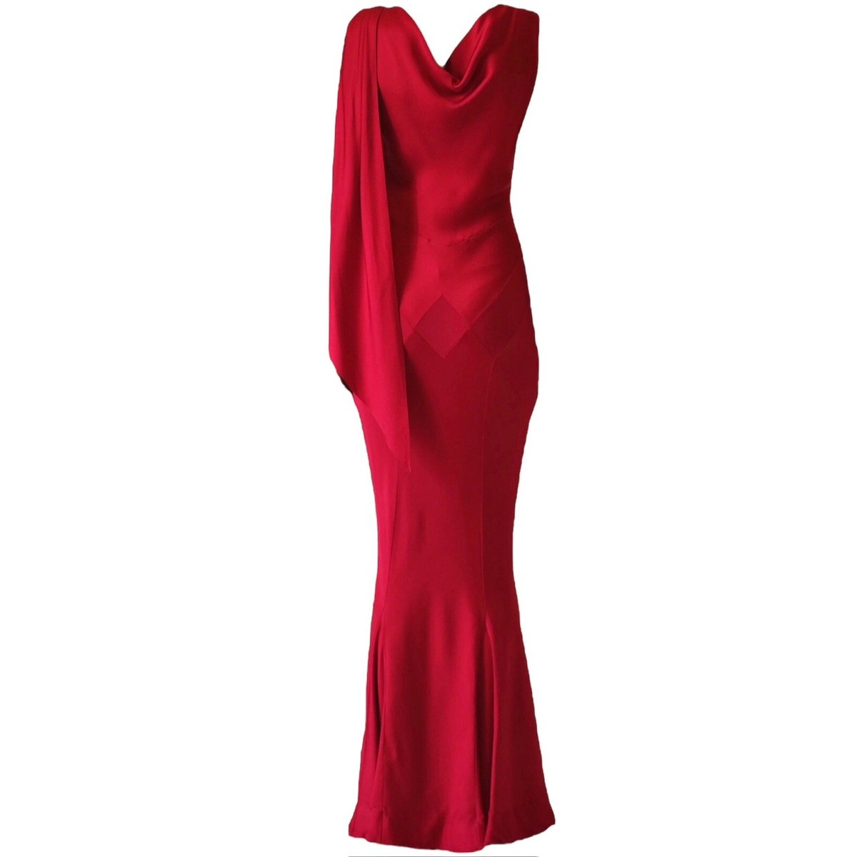JOHN GALLIANO VINTAGE RED SATIN BIAS CUT MAXI DRESS SIZE 40 JOHN GALLIANO VINTAGE RED SATIN BIAS CUT MAXI DRESS SIZE 40