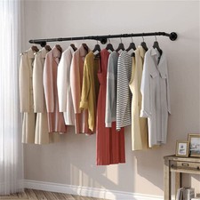 Heavy Duty Clothes Rail Pipe Garment Rack Wall Mounted Hanging Pole Fitting Room