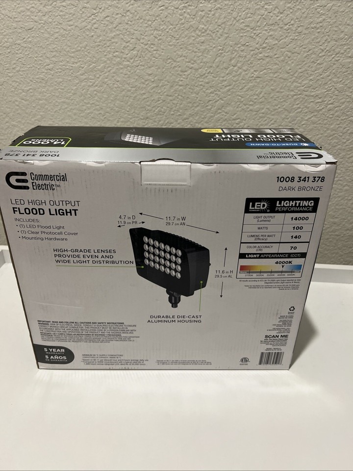 Commercial Electric Dark Bronze Outdoor LED Flood Light 14000 Lumens