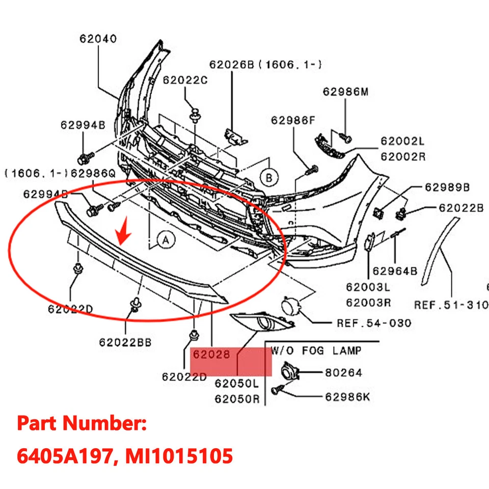 Front Bumper Lower Valance Panel 6405A197 For Mitsubishi Outlander 2016-2018 17 - Изображение 3 из 4