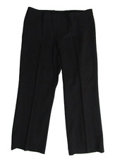 BOSS HUGO BOSS women's black stretch wool dress pants flat front straight leg 12