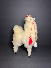 Vintage Handmade Fluffy Wool Plush Llama Alpaca Wire Framed Figure 11"