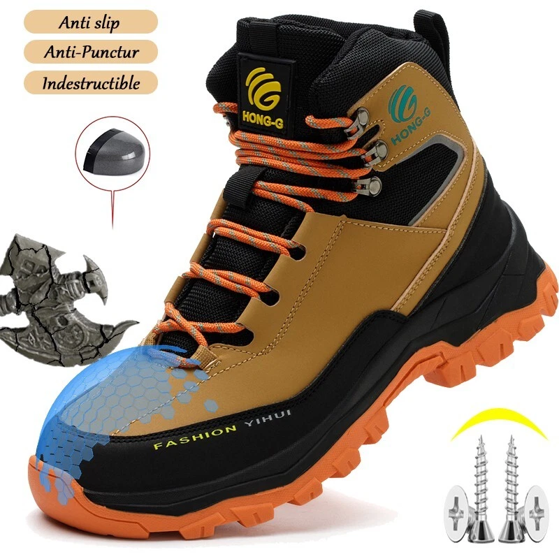 Steel Toe Cap Shoes For Men Work Boots Puncture-Proof Safety Shoes non-slip