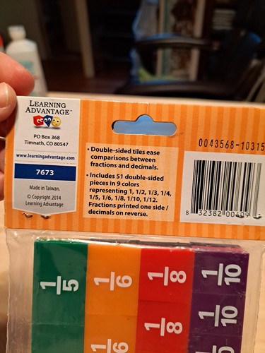 Learning Advantage Fraction & Decimal Tiles Set of 51 Color Coded Grades 2+ New - Picture 5 of 5
