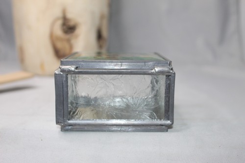 Glass Jewelry Trinket Box Pressed Flowers Hinged Lid Heavy Retro Elegant - Picture 11 of 14