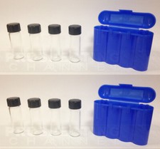 2 PACKS VIAL Carrying CASE Holder Protector 8 1ozt GOLD Storage Vault BLUE new