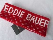 NUEVO CON ETIQUETAS Eddie Bauer Diadema Lateral Pendiente Rojo Escarlata Blanco Forrado de Vellón Cálido ADULTO OS