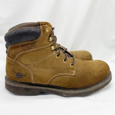Texas Steer Steel Toe Men\'s Brown Work Boots, Size 8 s-l400.jpg main image 2