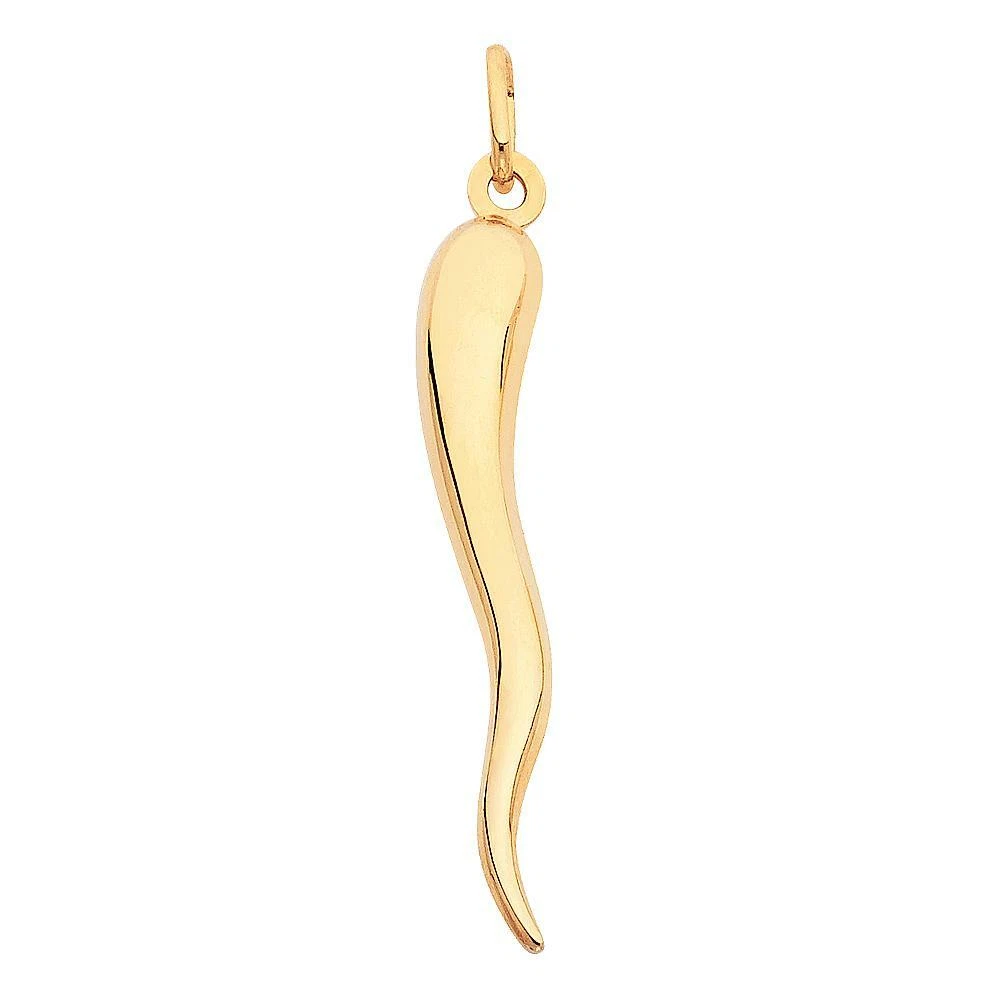 14k Yellow Gold Cornicello Italian Horn Pendant for Necklace