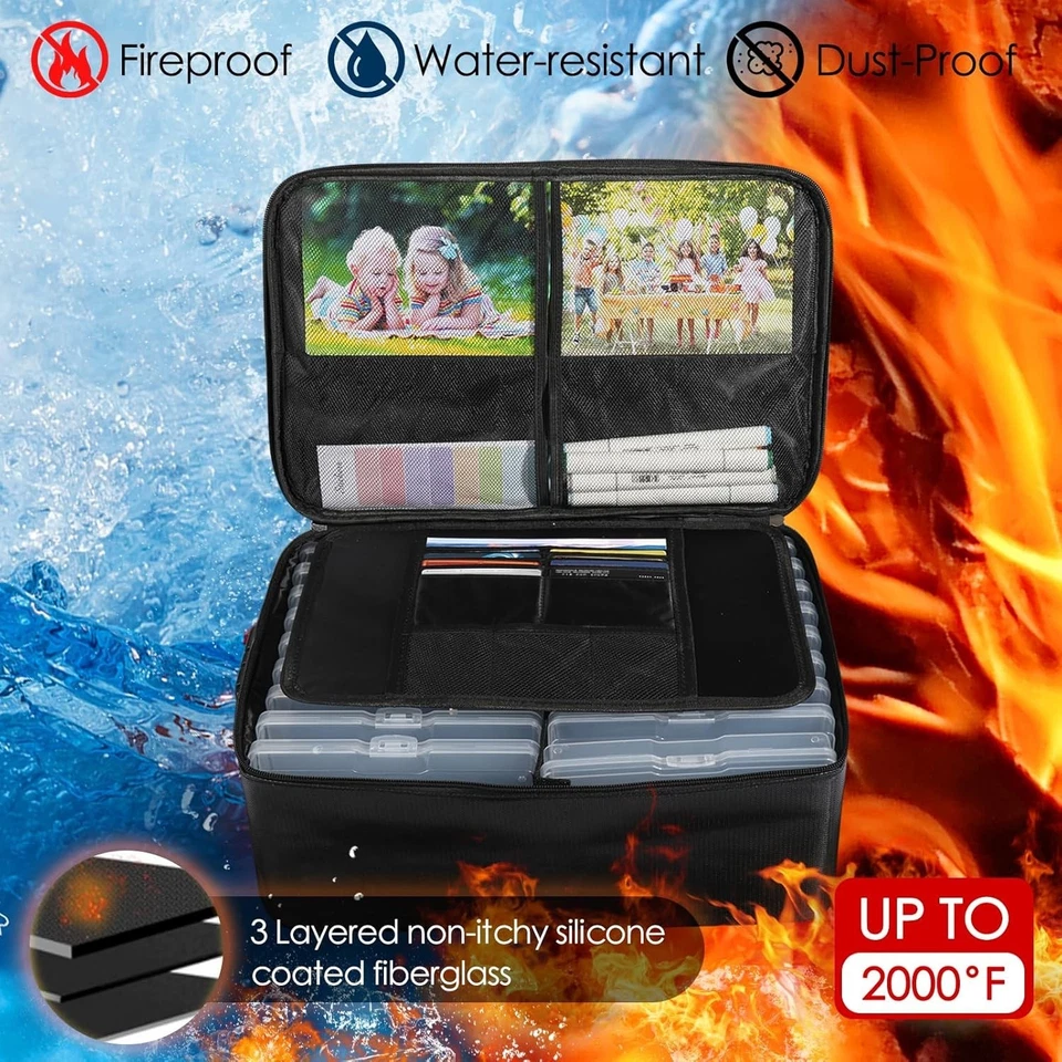 Caja de almacenamiento de fotos ignífuga con estuche interior de fotos de 5" x 7", foto extra grande Foto 3 de 4