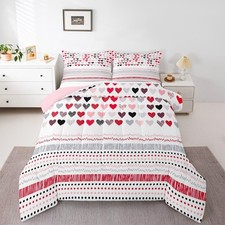 Kids Red Geometric Bedding Set Twin Size, Modern Art Comforter Set Boys Girls...