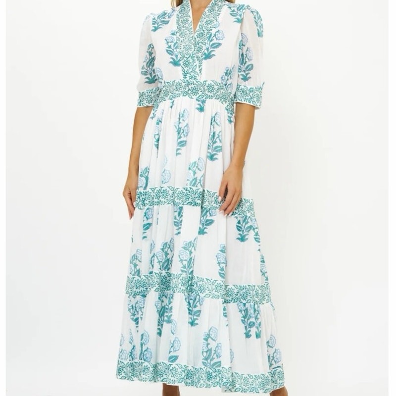 Oliphant V Neck Maxi Dress Salvia Green Women’s Medium