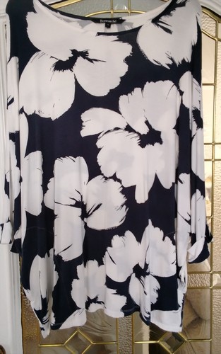 BON MARCHE MARINEBLAU UND WEISS TUNIKA OBERTEIL MIT 3/4 ÄRMELN