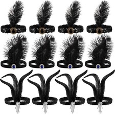 12 PCS 1920s Flapper Headband Headpiece Feather Accessories Party Carnival