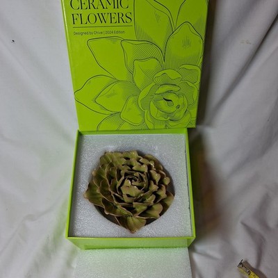 Schnittlauch Keramik Wand Blumen Avocado grün Keiko Pfingstrose verpackt 5 Zoll Durchmesser