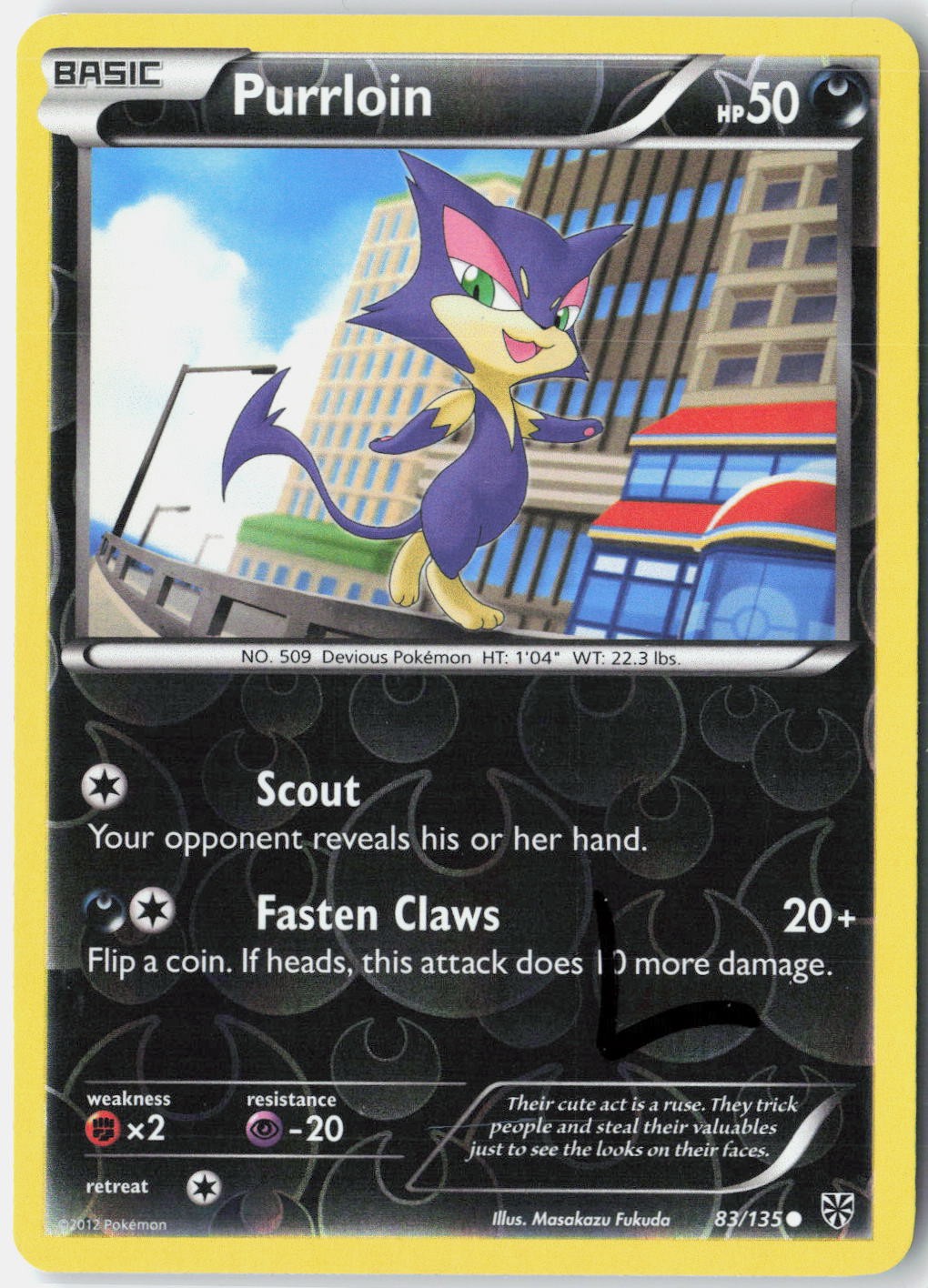 Purrloin 83/135 Common Plasma Storm Pokemon Reverse Holo Lightly Played