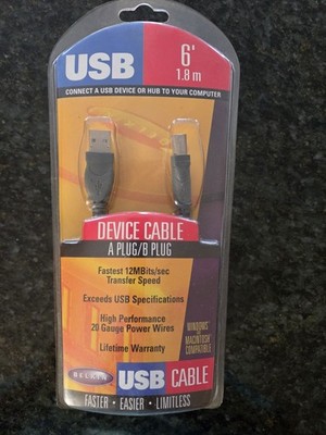 Belkin F3U133-06 USB Hi-Speed Cable 6' 1.8m A Plug/B Plug for Windows/Macintosh 