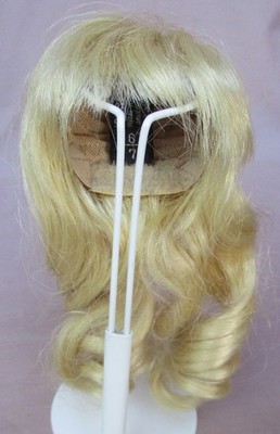 Small Blond Human Hair Doll Wig For Ringlets With Bangs Size 6''-7''  EXC