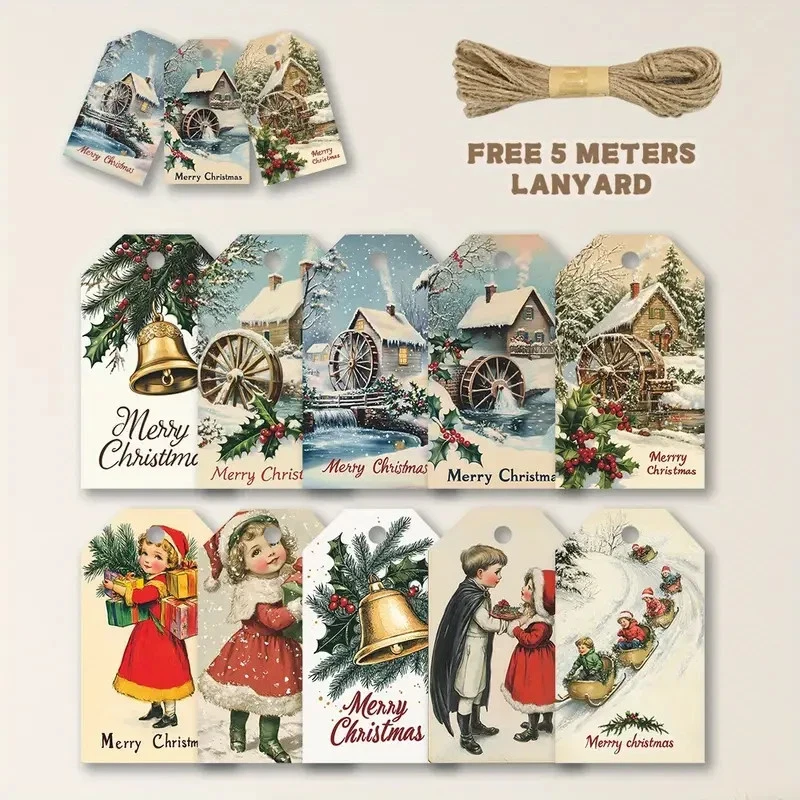 40 nostalgic gift tags Christmas gift tags 40 motifs 4x7 cm + cord - Image 4 of 4