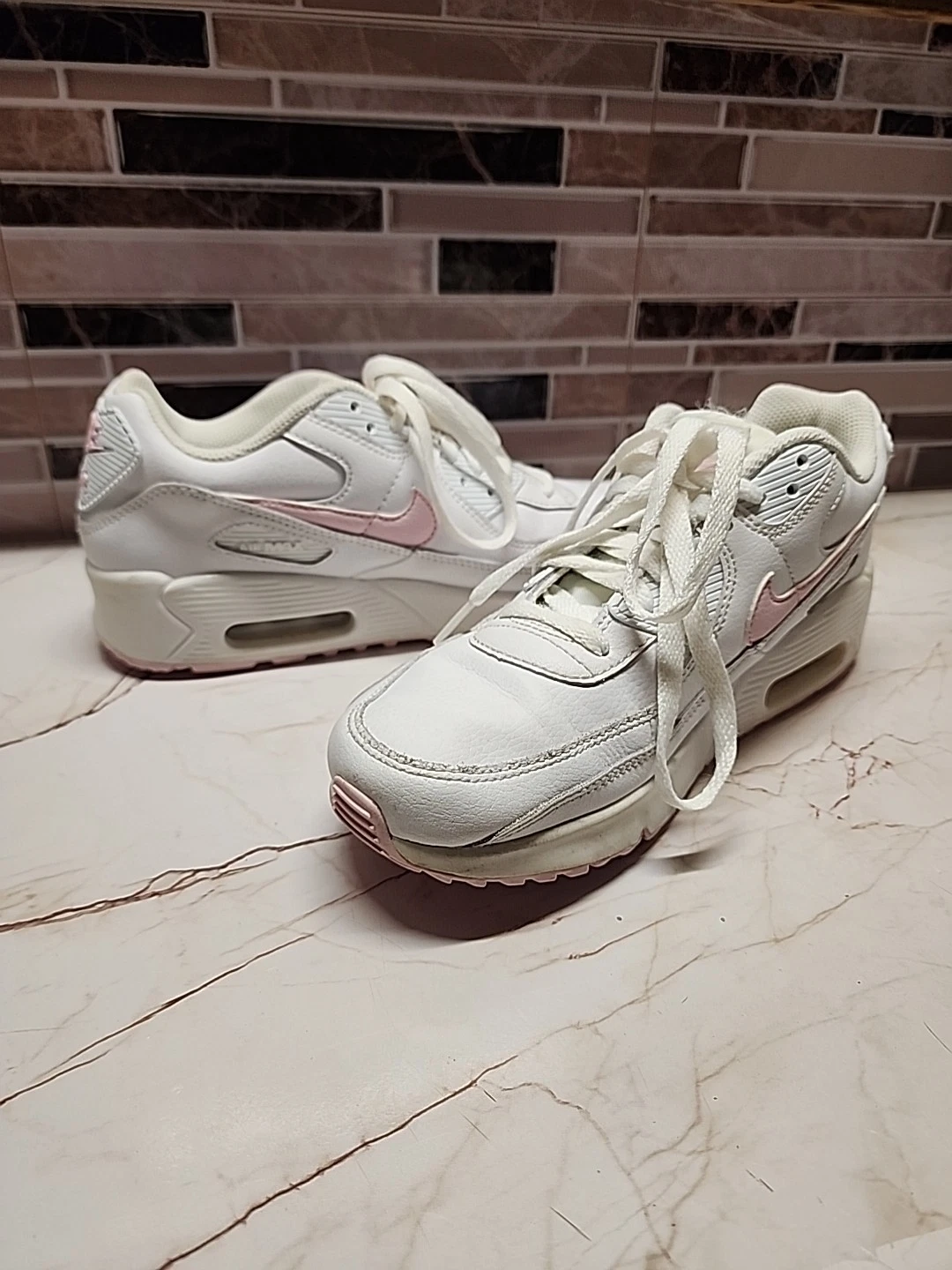 NIKE Air Max bambina taglia 5Y bianco rosa passeggio abbigliamento attivo scuola viaggio CD6864 121