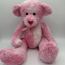 Russ Berrie "Pinkie" Teddy Bear 16" Pink White Textured Plush Vintage
