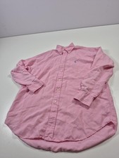 VTG Ralph Lauren Shirt Mens Medium Pink Silk Linen Blake Button Down Long Sleeve