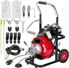 50/75/100FT Drain Auger Cleaner Sewer W/ Cutter, Electric Snake Cleaning Machine