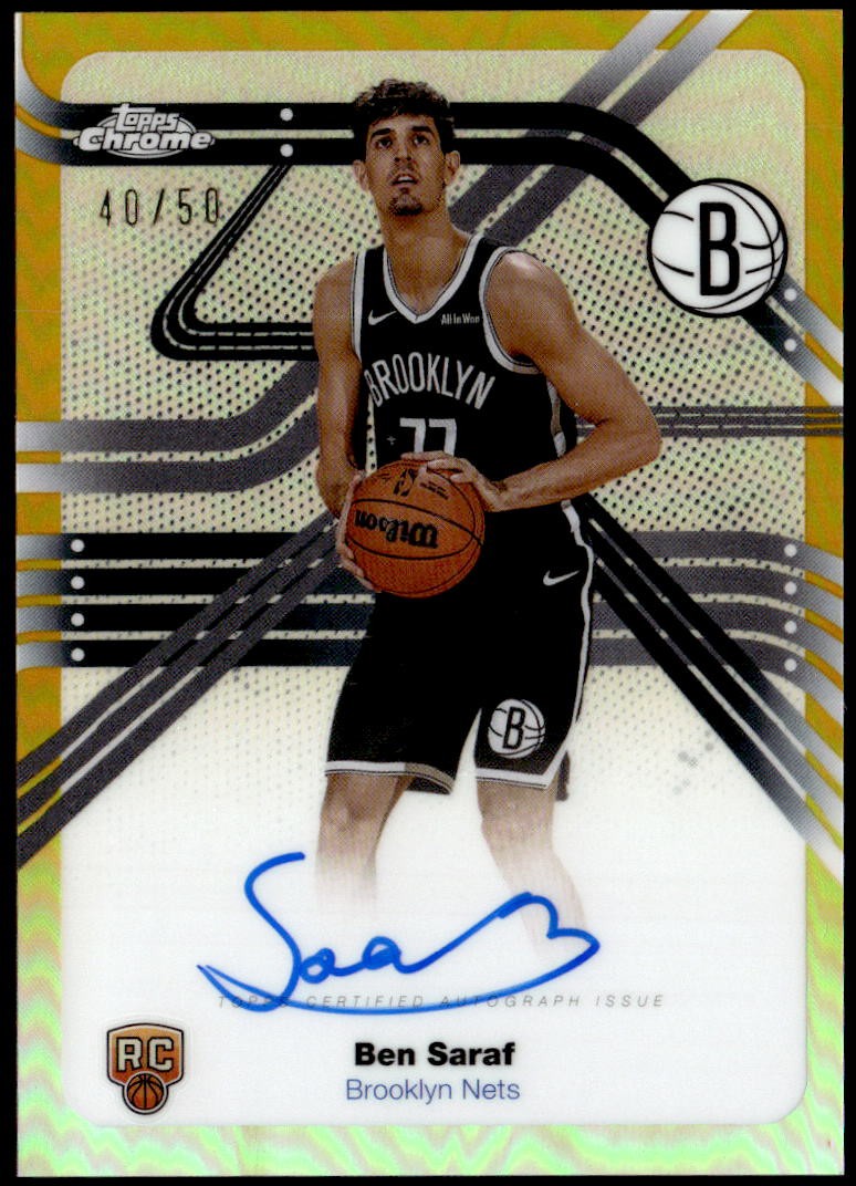 2025-26 Topps Chrome #NS-BS Ben Saraf Next Stop Rookie Auto Gold Refractor #/50
