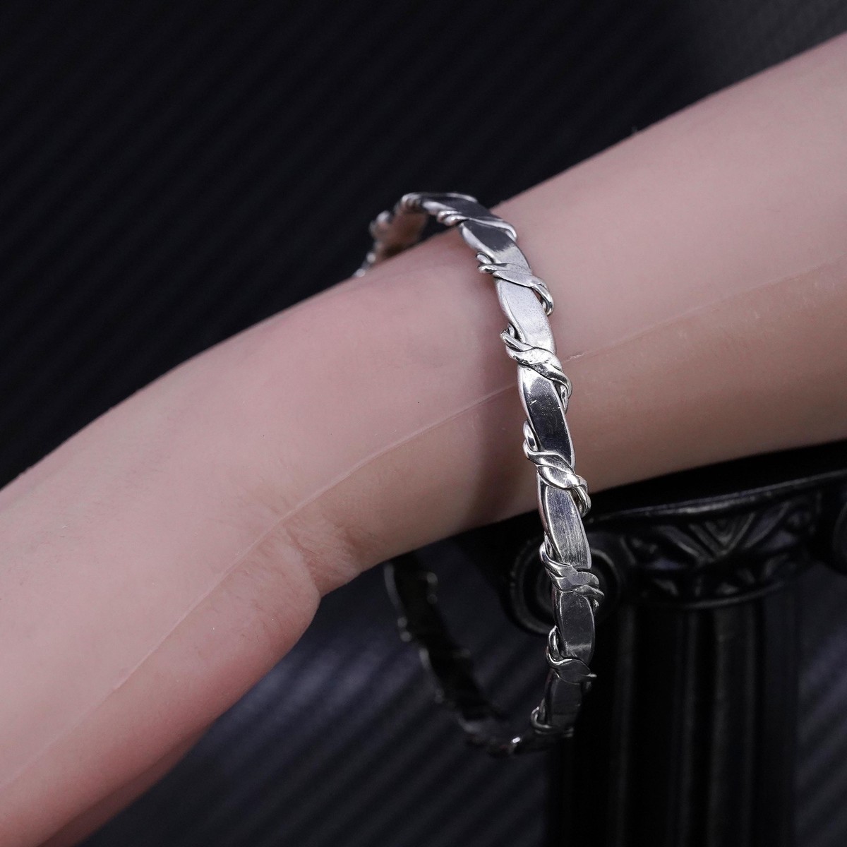 8.25”, vintage sterling silver 925 handmade twisted cable bangle