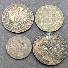 Austria, Franz II, 1800 4 coins 6,3,1 Kreuzer, 1800 E MINT MARK