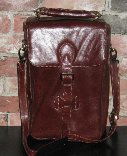 Brown Leather 2 Bottle Wine Carrier Tote