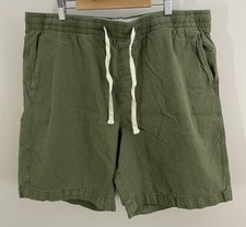 Old Navy Linen Blend Shorts XL TG Pocket Drawstring Green Olive Summer Beach