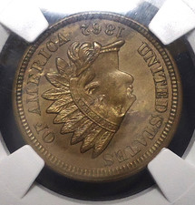 MS 63 Graded 1862 Year Indian Head Small Cents (1859-1909) for