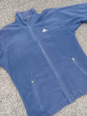 Adidas Fleecejacke Herren XL dunkelblau Full Zip bestickt Vintage Heavy Sherpa