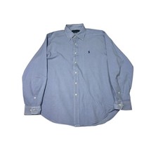 Ralph Lauren Mens Classic Fit Long Sleeve Button Down Dress Shirt Blue 17 34/35