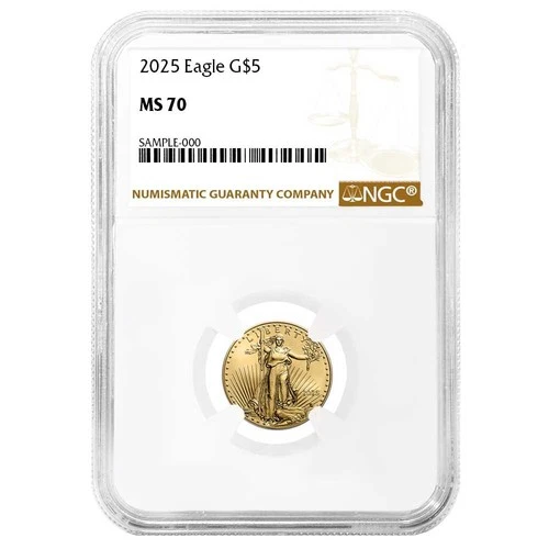 2025 $5 American Gold Eagle 1/10 oz NGC MS70 Brown Label