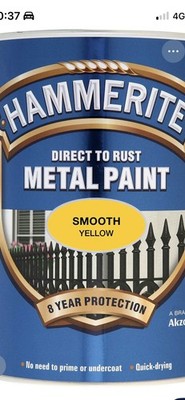 Hammerite - Farbe gelb - 5 Liter x 2 Dosen direkt auf Rostfarbe 