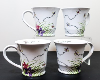 NEW Set of 4 Mary Kay Bumble Bee Believe You Can Succeed Collectible Coffee Mugs