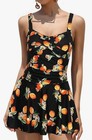 Shekini women's black tropical fruit pattern swim dress size 2XL/UK 20