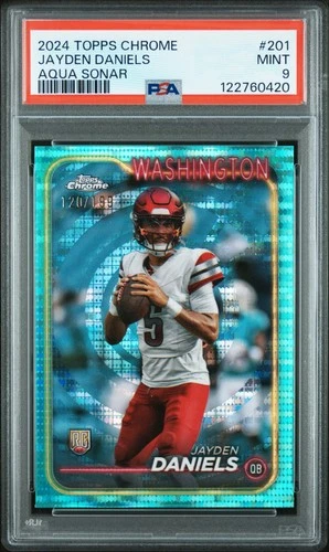 2024 Topps Chrome #201 Jayden Daniels Aqua Sonar PSA 9